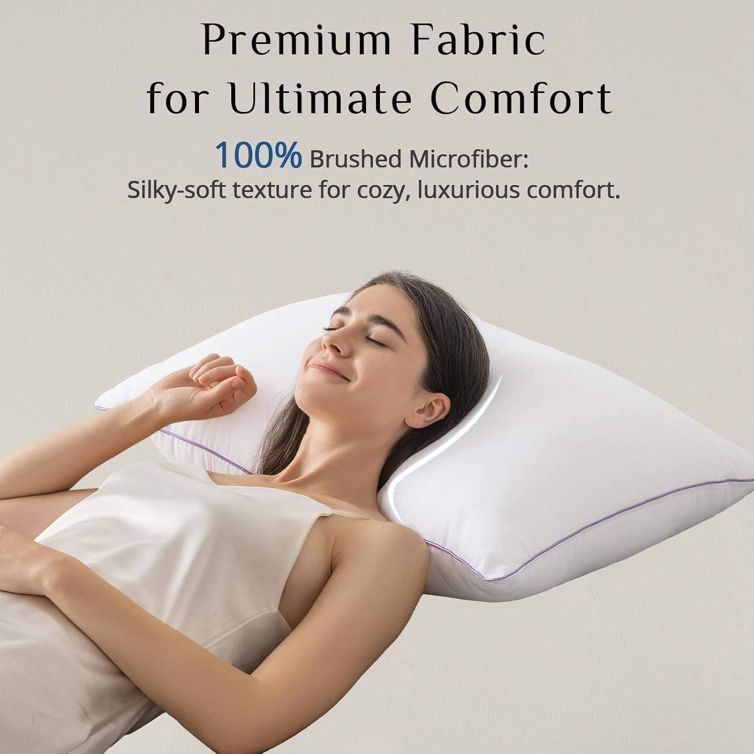 Hotel Collection Set of 4, Cooling and Supportive Bed with Super Soft Down Alternative Fill, Luxury Fluffy Hotel Quality for Side, Bac... - Decorative Throw Pillow Cushion for Sofa & Bed Detail