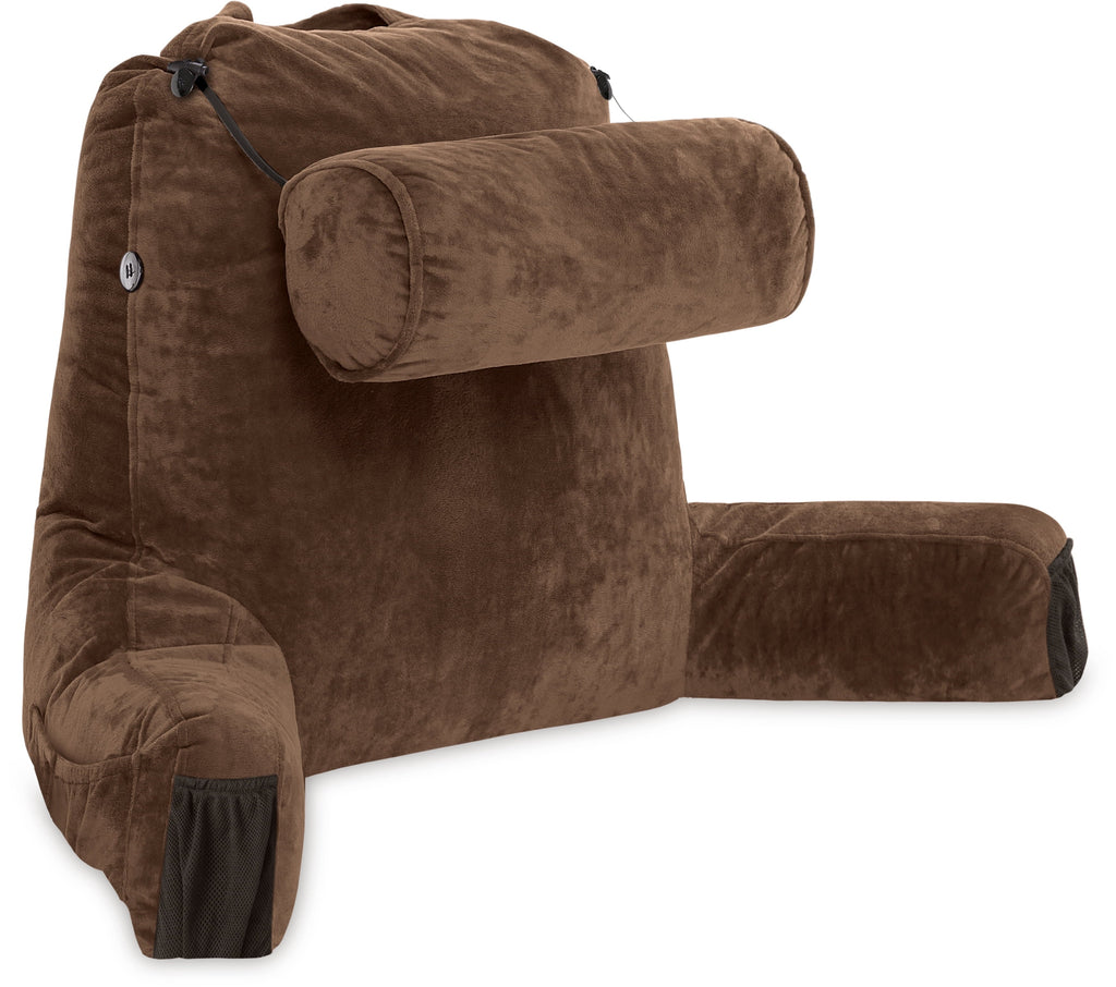 Decorative Plump Medium Chocolate Brown, Backrest - Detach Neck Roll, Removable Cover - Decorative Throw Pillow Cushion for Sofa & Bed Detail