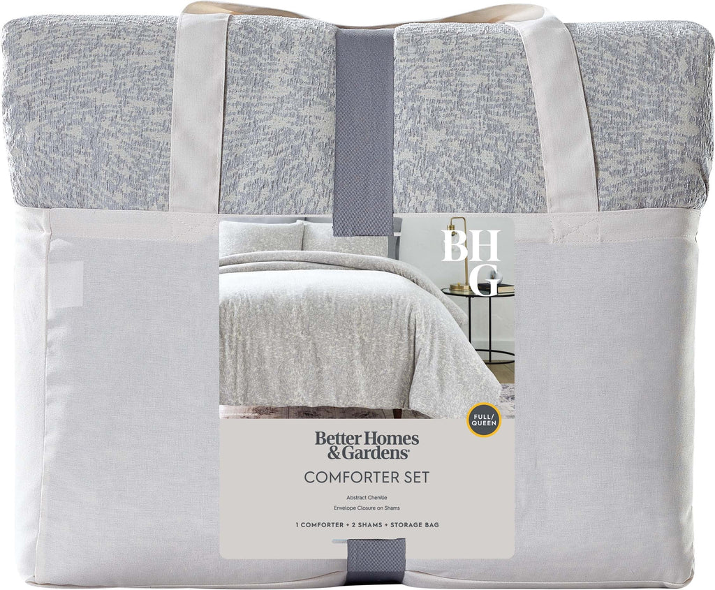 Fluffy Down Alternative Better Homes & Garden Grey Chenille 3-Piece Comforter Set, Full/Queen, All Ages - All-Season Down Alternative Comforter Insert Detail