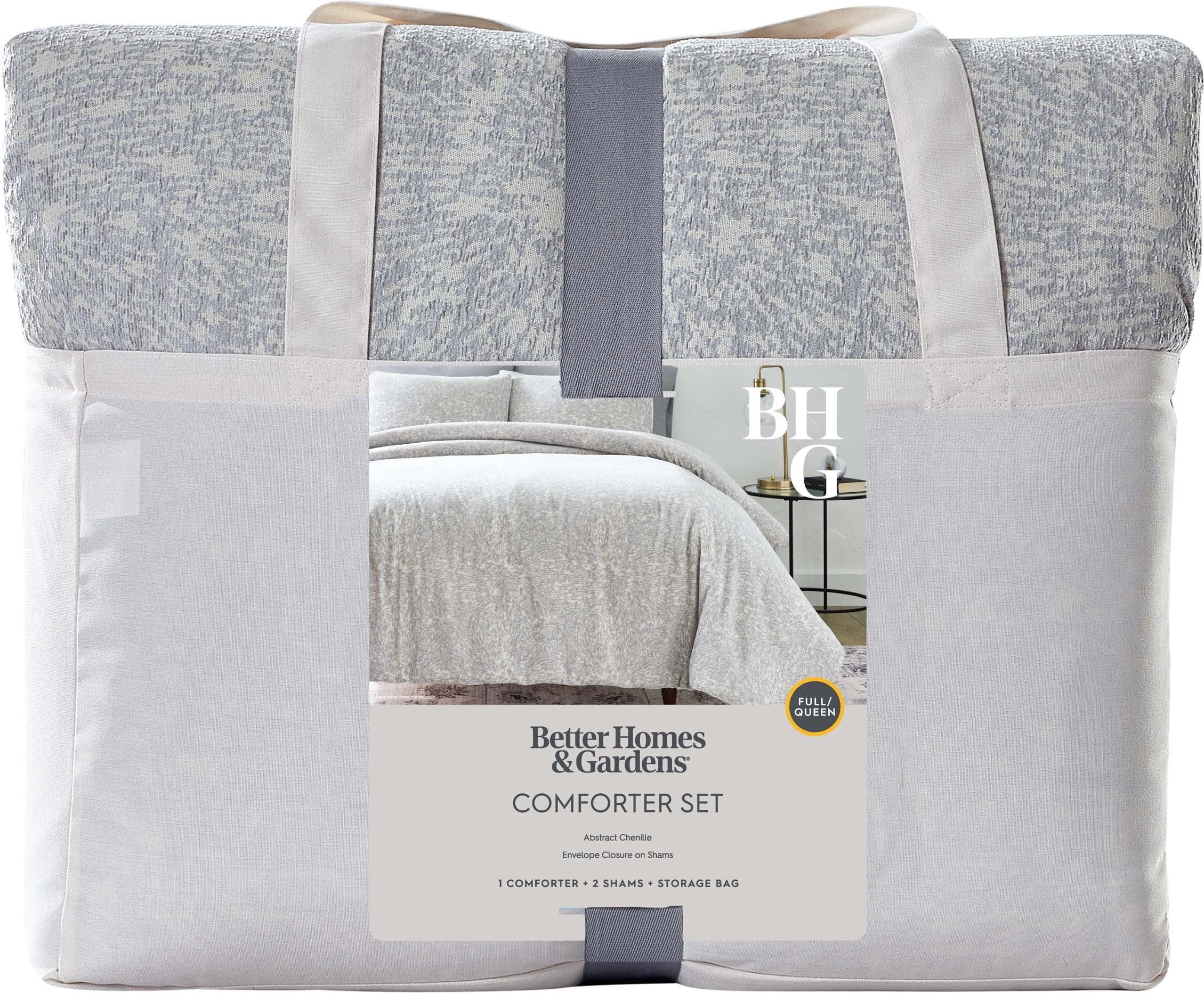 Fluffy Down Alternative Better Homes & Garden Grey Chenille 3-Piece Comforter Set, Full/Queen, All Ages - All-Season Down Alternative Comforter Insert Detail