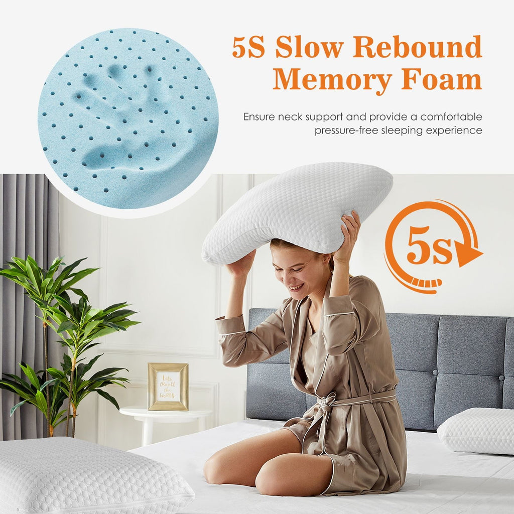 Decorative Plump Memory Foam Pillow, Standard Size Pillows for Sleeping, Bed Pillow Soft and Comfortable, 1 Pack - Orthopedic Shredded Foam Bed Pillow Set Detail