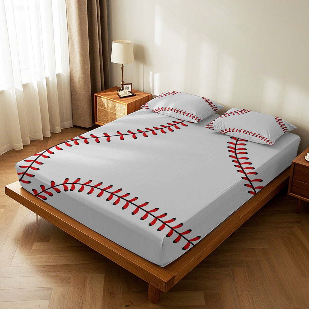 Cooling Sateen Baseball Sheet Set Sports Theme Bedding Set for Kids 3D Baseball Pattern Bed Sheets Baseball Games Bed Sheet Set Room... - Premium Ultra-Soft Pillowcase Pair for Sleeping Detail