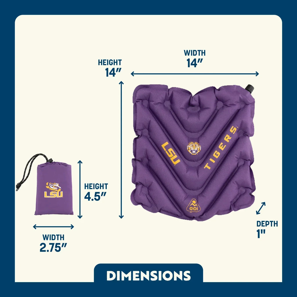 Bleacher-Friendly College V Seat Inflatable Stadium Cushion - LSU Tigers - Choice 762 - Ergonomic Portable Stadium Seat for Sports Events Detail