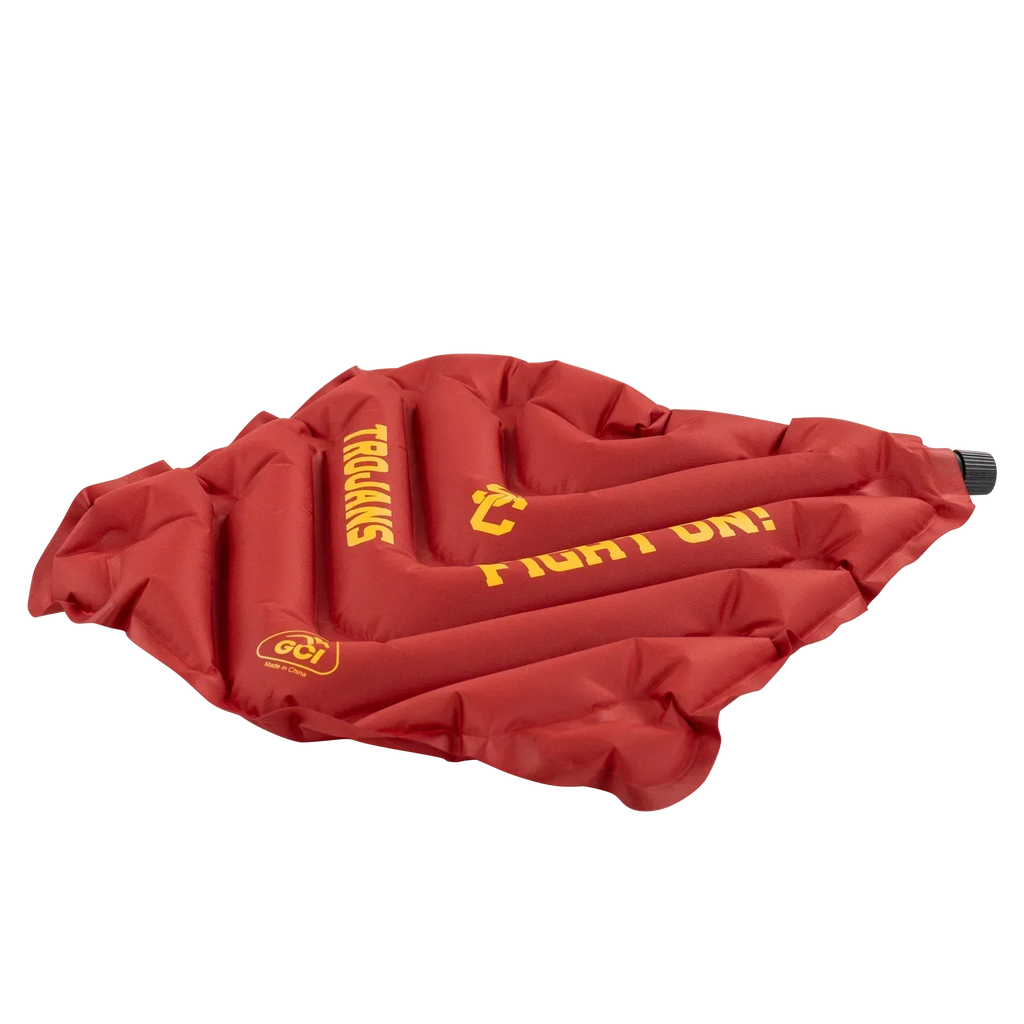 Secure-Hook College V Seat Inflatable Stadium Cushion - USC Trojans - Choice 523 - Grandstand Cushion Seat with Secure Under-Bench Hooks Detail