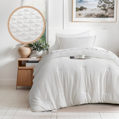 All-Season Comforter Sets Twin/Twin-XL, 2 Piece Soft Bedding Sets, Off-White Comforter Bed Set with Pillow Shams - Luxurious Quilted Duvet Cover Set Detail