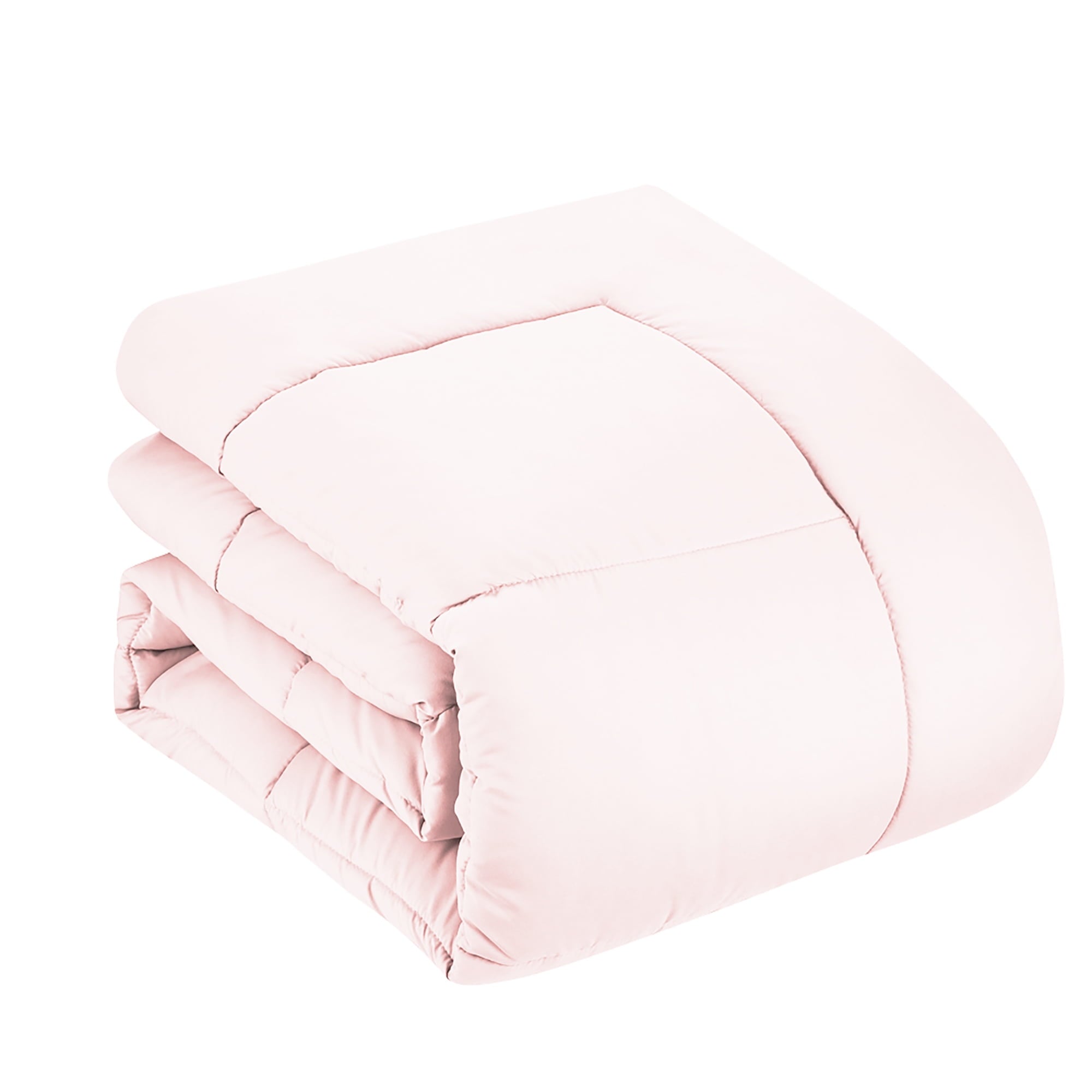 Hypoallergenic Cloud Supreme 7 Piece Bed-In-A-Bag All Season Solid Comforter & Sheet Set, Full, Pale Pink - Luxurious Quilted Duvet Cover Set Detail