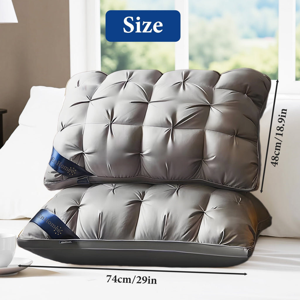 Hotel Collection 2-Pack Luxurious Hotel-Quality ,Resistant to Flattening, All-Season,Gray - Orthopedic Shredded Foam Bed Pillow Set Detail