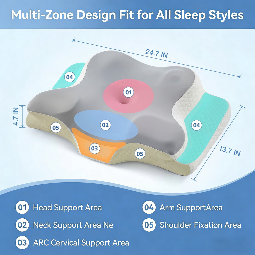 Orthopedic Support Memory Foam Contour Pillows - Neck Pain Relief, Orthopedic Cervical, Breathable Washable Cover - Hotel Quality Plush Sleeping Pillows Detail