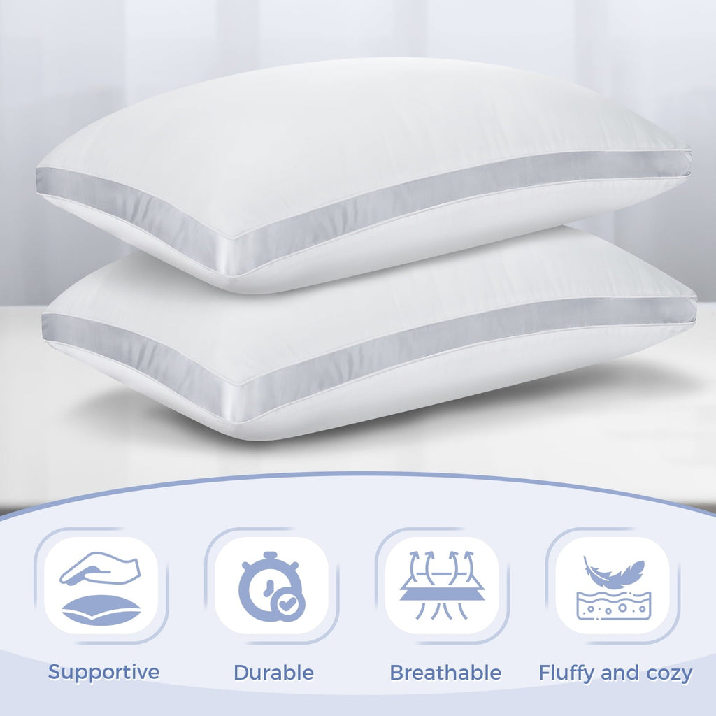 Hotel Collection Bed Pillows King Size Set of 2, Luxury Hotel Quality,Fluffy and Supportive Gusseted Bed Pillows for Side, Back, or St... - Decorative Throw Pillow Cushion for Sofa & Bed Detail