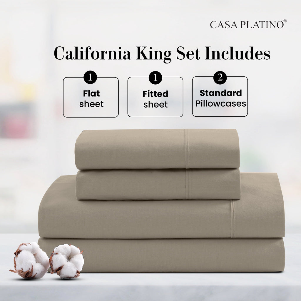 Breathable Luxury 100% Cotton Sheets Set – 4 Piece Cal King Bed Sheet, Soft & Comfy All Season Breathable Percale Weave, 15” Snug Fit D... - Premium Ultra-Soft Pillowcase Pair for Sleeping Detail