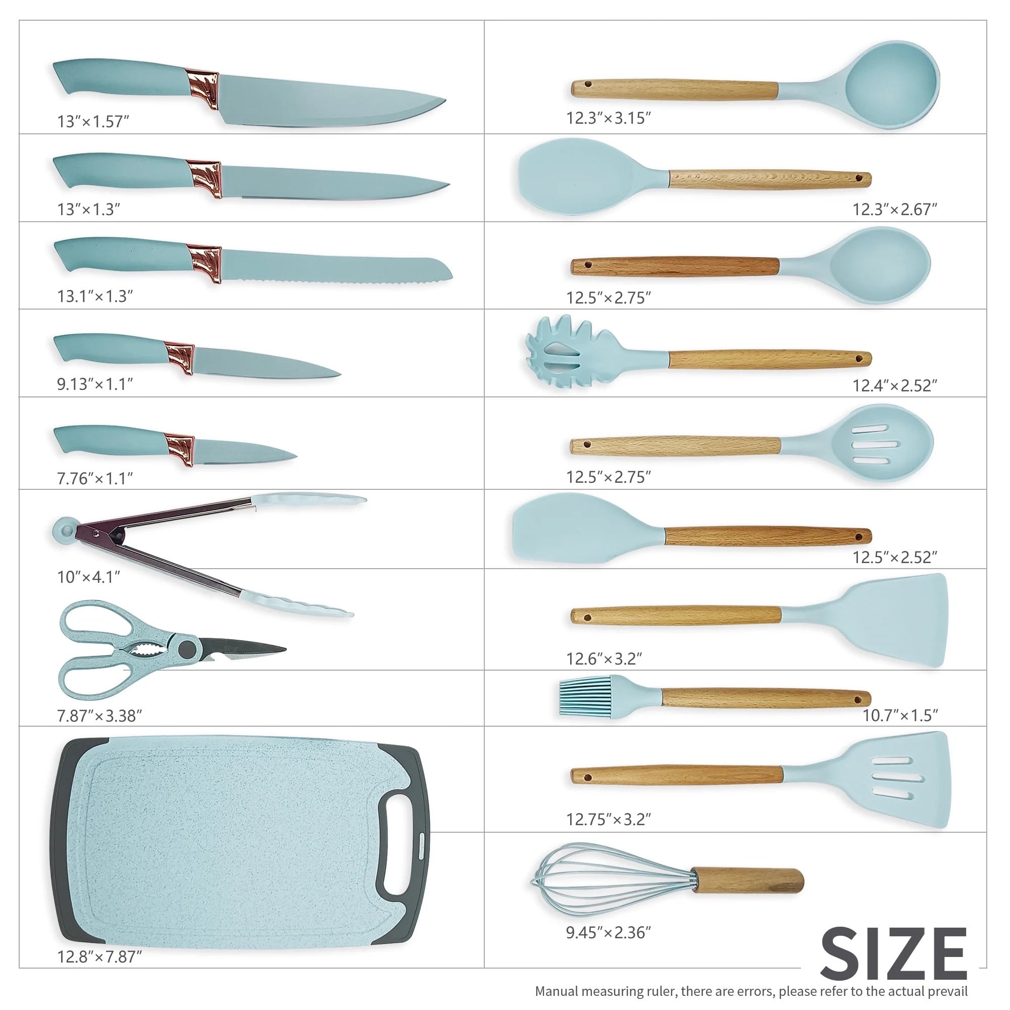 High-Precision Silicone Kitchen Cooking Utensils Set, 19 Pieces Utensil with Holder, Heat Resistant, Green - Multi-Purpose Hand Tool for Daily Meal Prep Detail