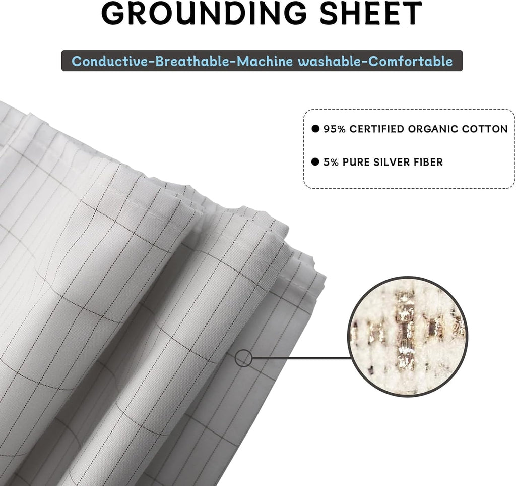 Wrinkle-Resistant Grounding Sheets 39 * 75 inch, Conductive Grounding Sheets with Grounding Cord, Grounding Sheets for Earth with Silve... - Luxury Bed Sheet Set with Deep Pockets Detail