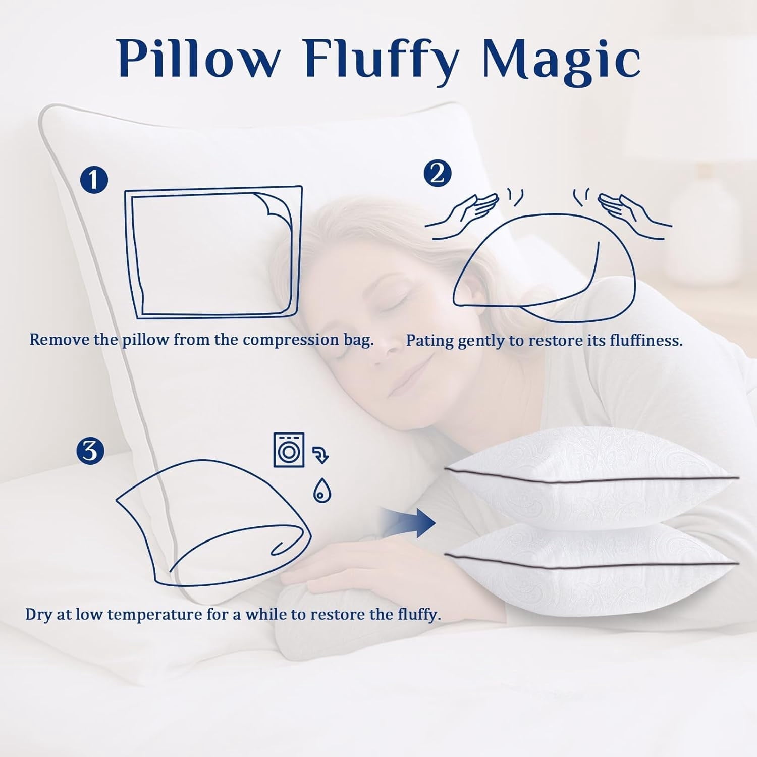 Decorative Plump for Sleeping, Soft and Supportive Throw for Couch, Bed and Sofa, Down Alternative Pillow, 26x26 Inches - Decorative Throw Pillow Cushion for Sofa & Bed Detail