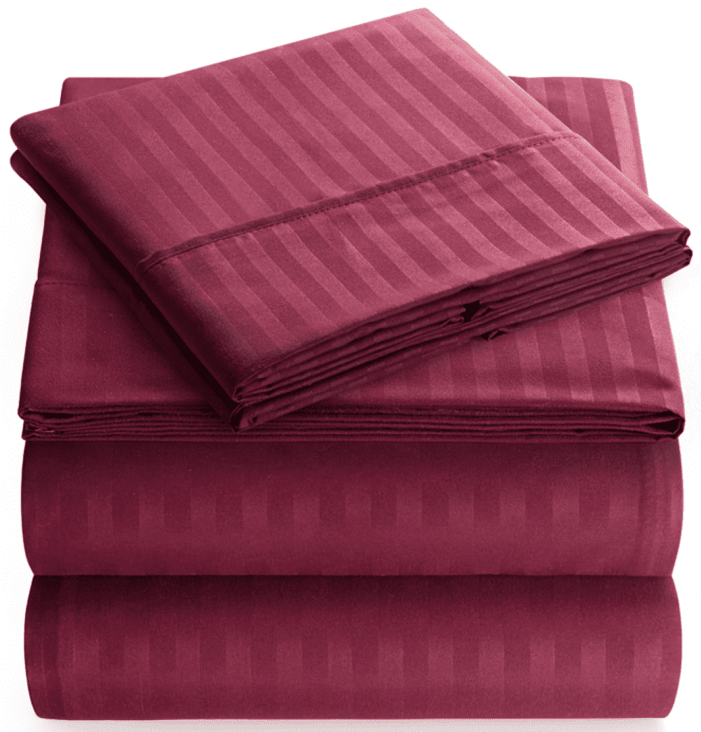 Wrinkle-Resistant Bedding Set with Flat Sheet, Fitted Bed Sheet & Pillowcases, Full Burgundy - Breathable Egyptian Cotton Flat & Fitted Sheets - Default Title