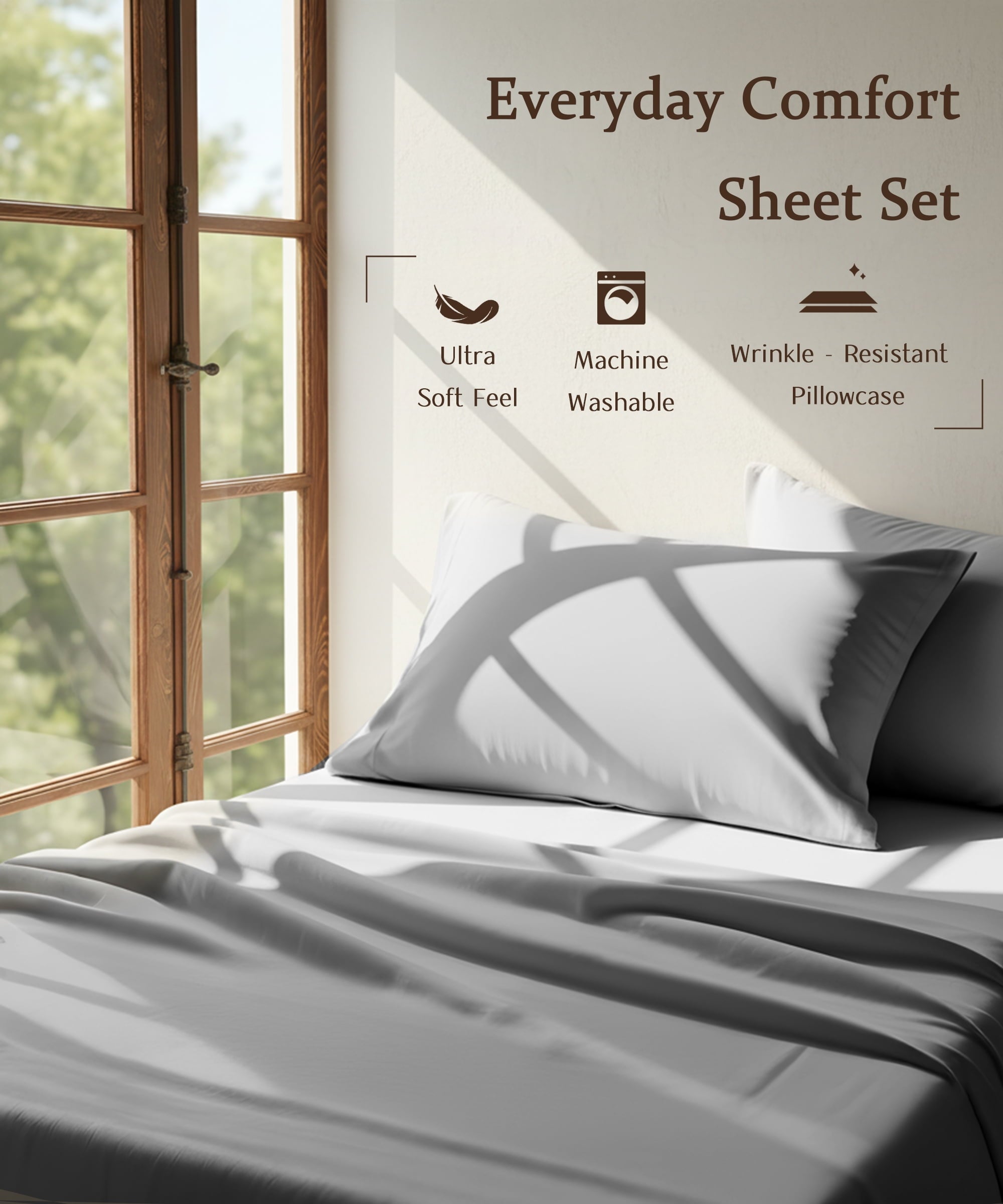 Premium Egyptian Cotton Full Size 4 Piece Sheet Set, Comfy Breathable Cooling Bed Sheets Set, Hotel Luxury Bedding, Deep Pockets, Ultra-Soft,... - Premium Ultra-Soft Pillowcase Pair for Sleeping Detail