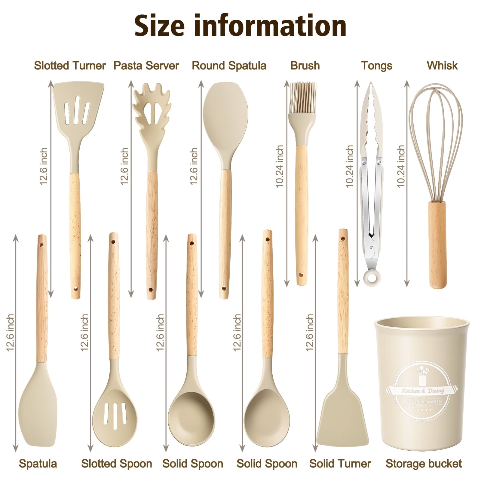 Heavy Duty Silicone Cooking Utensils Set, Heat Resistant Kitchen Tools, 36 PCS Non-Stick Silicone Cooking Kitchen Utensils, Khaki - Multi-Purpose Hand Tool for Daily Meal Prep Detail