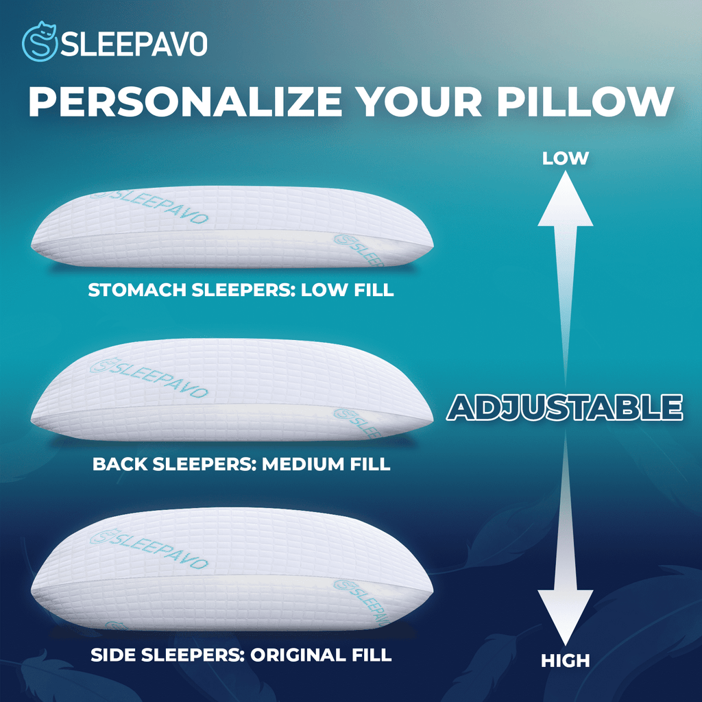 Orthopedic Support Adjustable Shredded Memory Foam Pillows Queen Size Set of 2 - Extra Soft Cooling Bamboo Bed Pillows for Sleeping - Ba... - Hotel Quality Plush Sleeping Pillows Detail