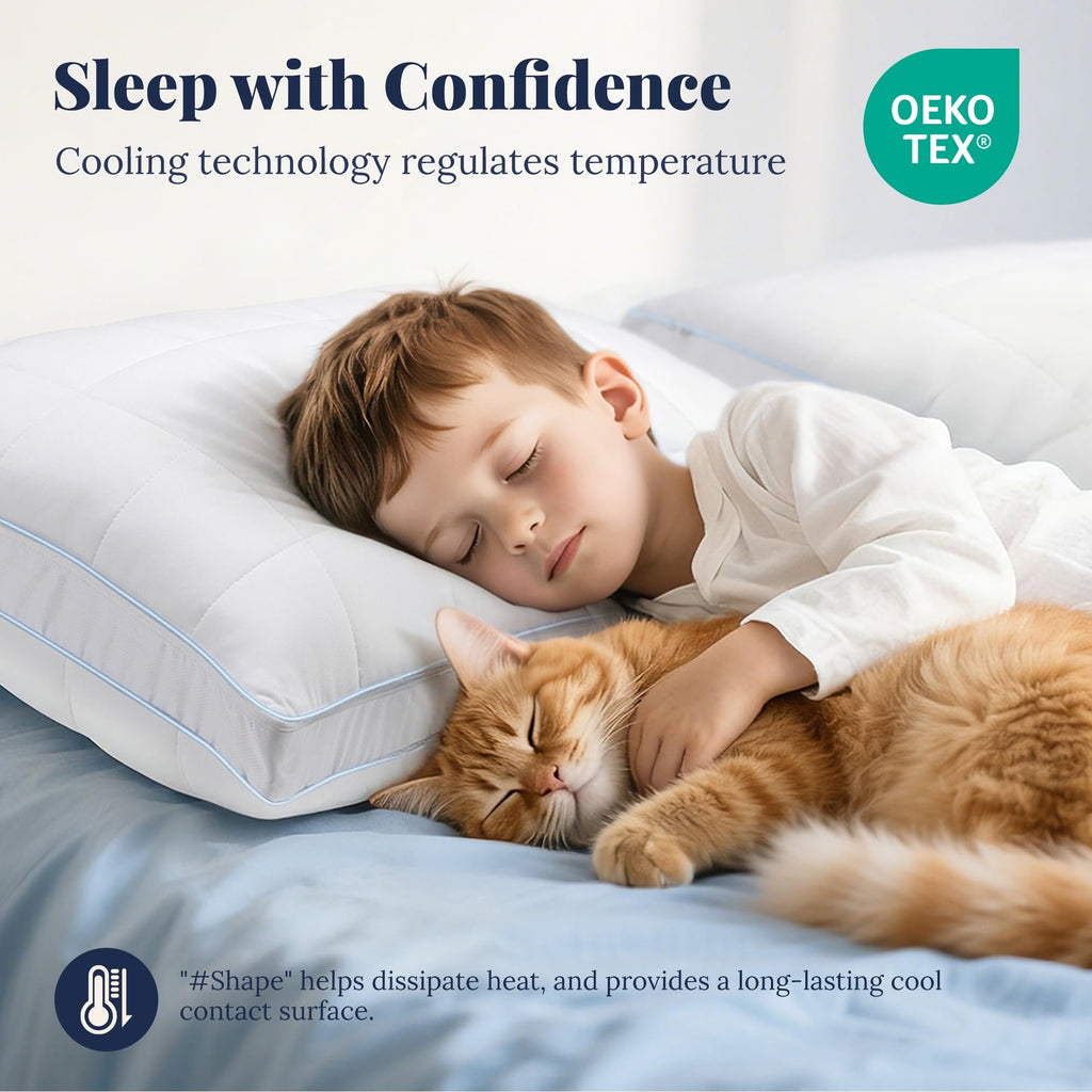 Ergonomic Memory Foam Cooling Adjustable Pillow, Luxury Queen Size Bed Pillows Hotel Collection - Soft Firm Pillows for bed - Hotel Quality Plush Sleeping Pillows Detail