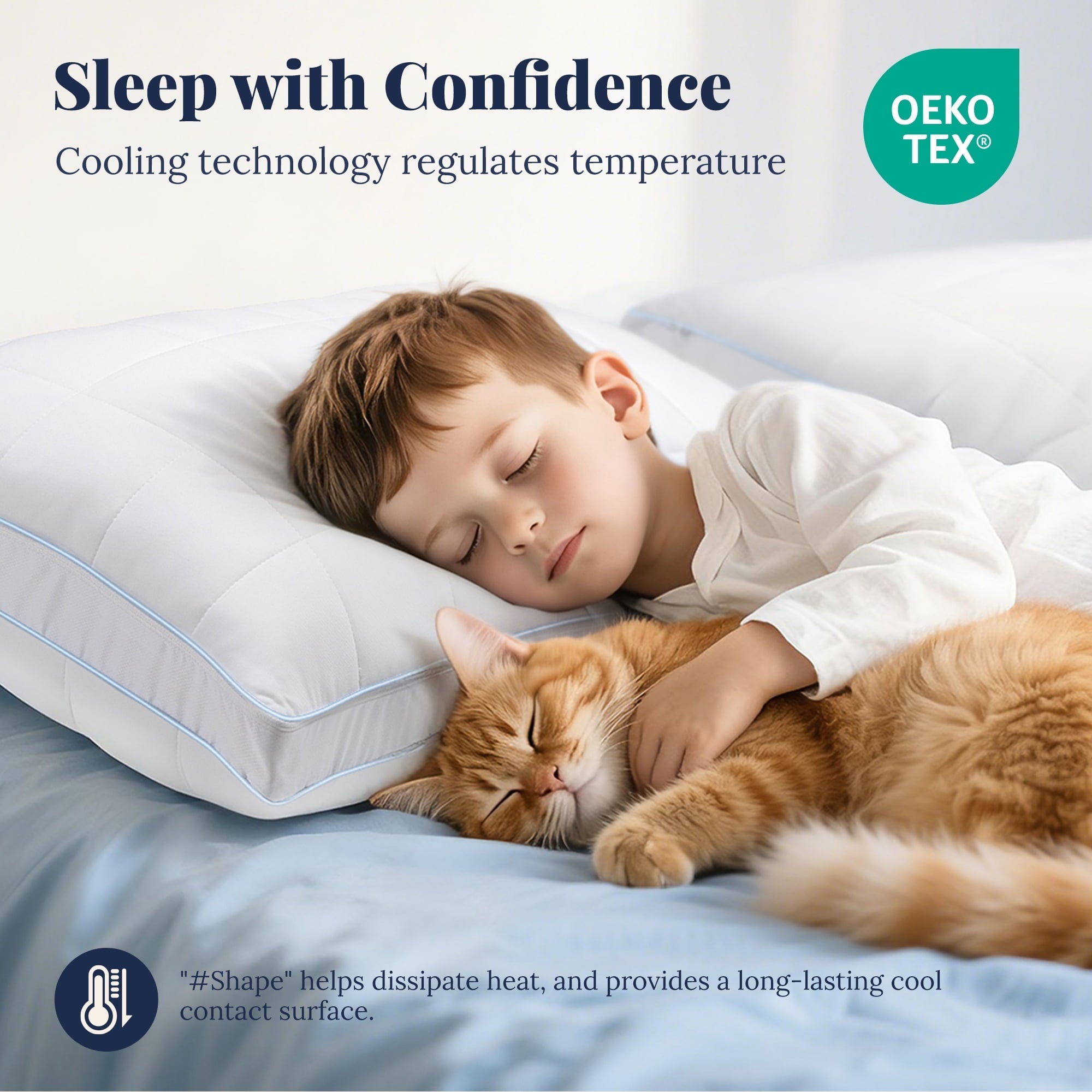 Ergonomic Memory Foam Cooling Adjustable Pillow, Luxury Queen Size Bed Pillows Hotel Collection - Soft Firm Pillows for bed - Hotel Quality Plush Sleeping Pillows Detail