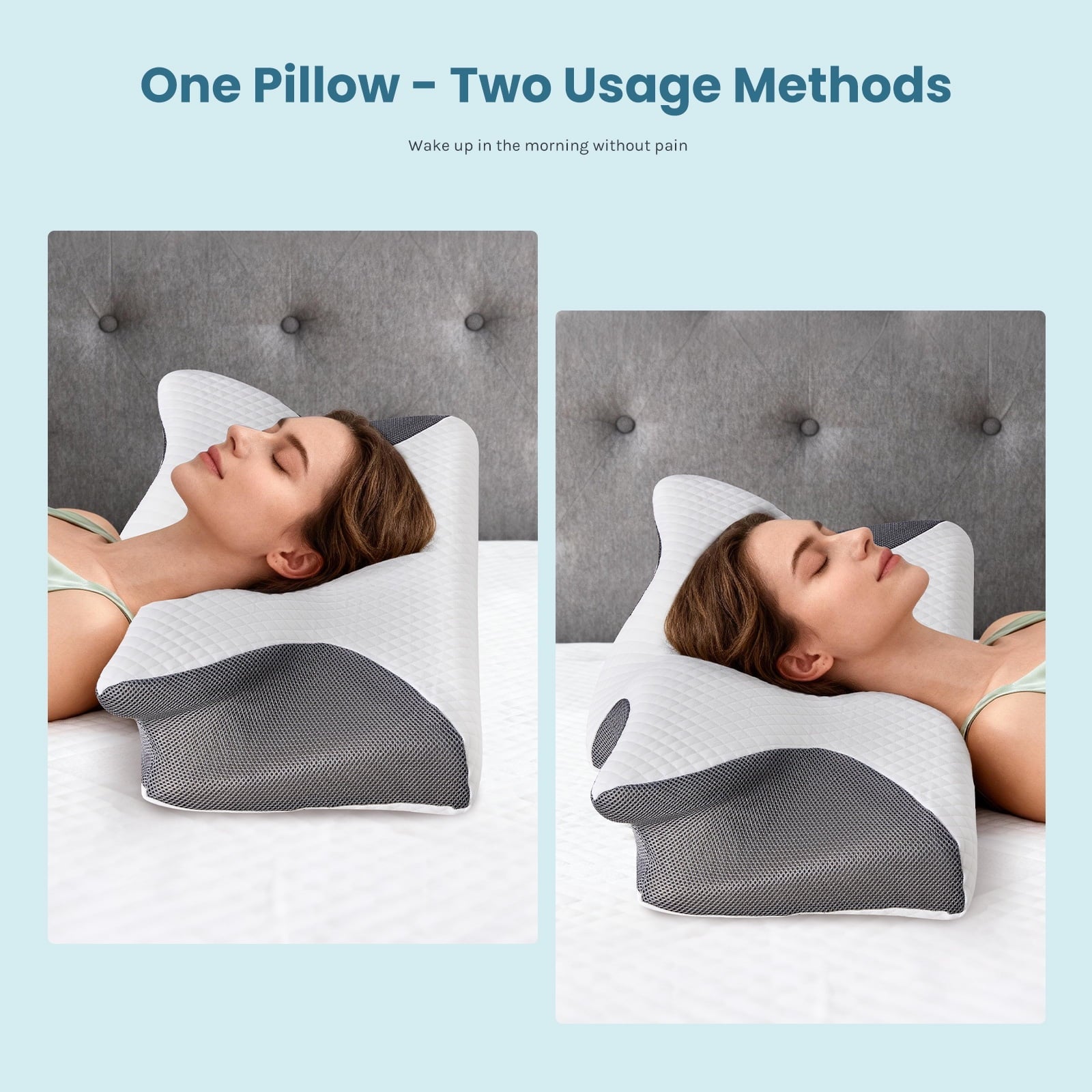 Decorative Plump Cervical Pillow for Pain Relief, Ergonomic Side Sleeper Pillow for Orthopedic Contour Support for Bed Sleeping, Memor... - Ergonomic Memory Foam Pillow for Neck Pain Support Detail