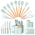 Ergonomic Cooking 19pcs Silicone Kitchen Utensil Set, Heat-Resistant Non-Stick Easy Cooking Cleaning Home Light-Green - Premium Stainless Steel Cooking Utensil for Non-Stick Pots - Default Title