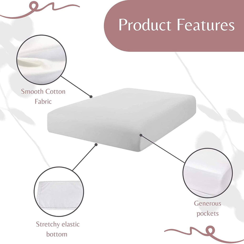 Breathable Luxury Luxurious Hotel Quality Crib Fitted Sheet – 100% Cotton – Ultra Soft, Skin-Friendly & Hypoallergenic – Deep Pocket Fi... - Breathable Egyptian Cotton Flat & Fitted Sheets Detail