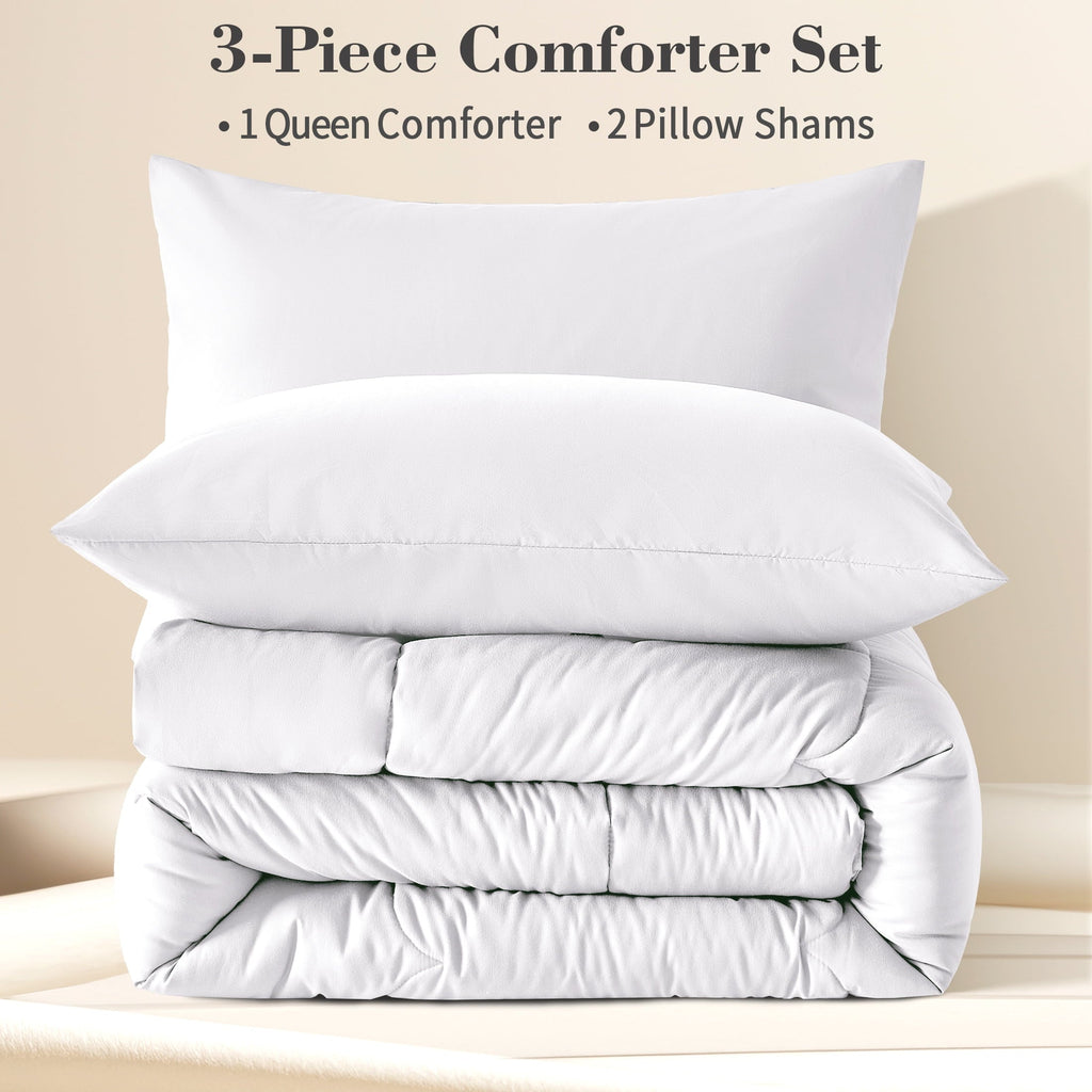 Luxurious Quilted 3-Piece Queen Comforter Set - All-Season Down Alternative Bedding Bundle with 2 Pillow Shams, Premium Soft Bedding Se... - Hypoallergenic Ultra-Fluffy Quilt for Winter Detail