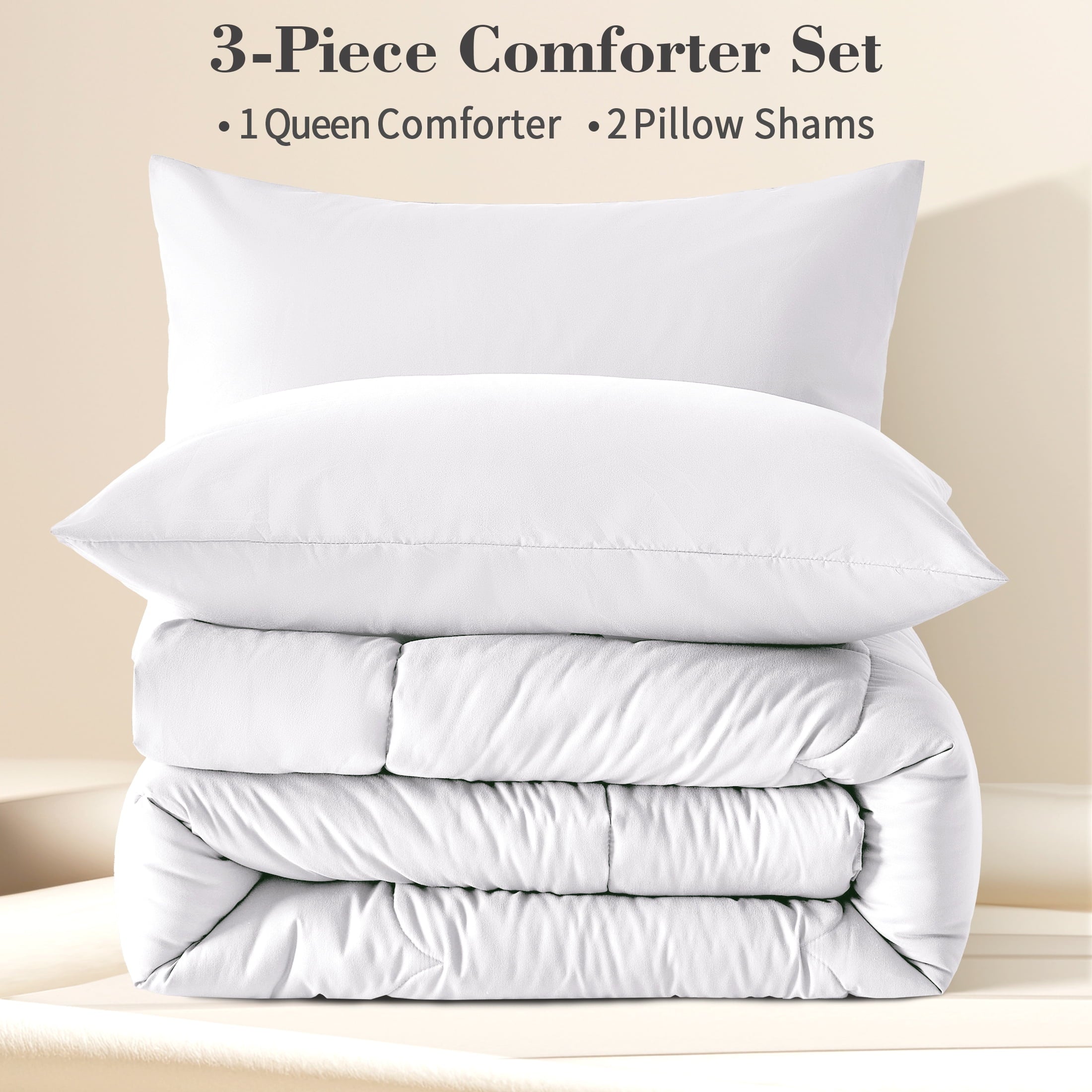 Luxurious Quilted 3-Piece Queen Comforter Set - All-Season Down Alternative Bedding Bundle with 2 Pillow Shams, Premium Soft Bedding Se... - Hypoallergenic Ultra-Fluffy Quilt for Winter Detail