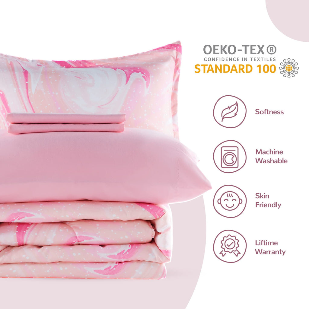 Fluffy Down Alternative Kids Twin Bedding Comforter Set - 5 Pieces Super Cute & Soft Bedding Sets & Collections with Comforter, Sheet, Pillow... - Hypoallergenic Ultra-Fluffy Quilt for Winter Detail