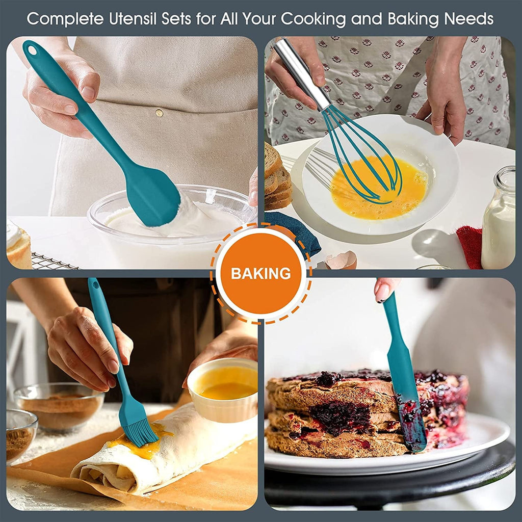 Heat-Resistant 15-Piece Kitchen Utensils Set, Silicone Cooking Utensils with Holder, Non-stick Cookware Friendly & Heat Resistant - ... - Durable Turner & Ladle Utensil Set for Home Chefs Detail