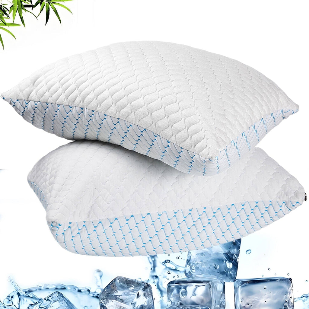 Fluffy Shredded Pillows for Sleeping (2-Pack), Luxury Hotel Pillows Queen Size Set of 2,Bed Pillows for Side and Back Sleeper (Queen) - Decorative Throw Pillow Cushion for Sofa & Bed Detail