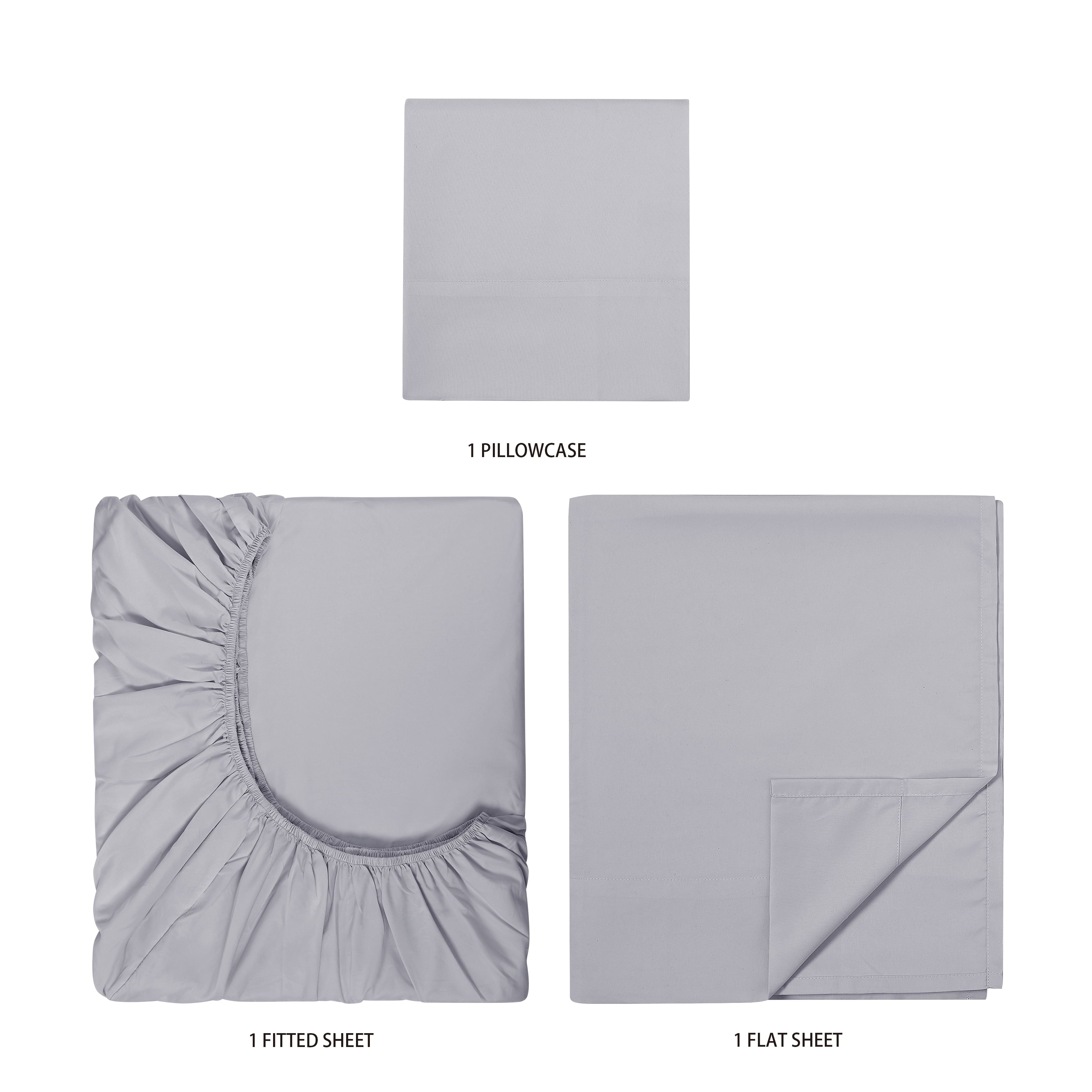 Cooling Sateen Kids Soft Microfiber Sheet Set, Gray, Twin, 3 Pieces - Cooling Hotel Quality Bedding Sheets and Pillowcases Detail