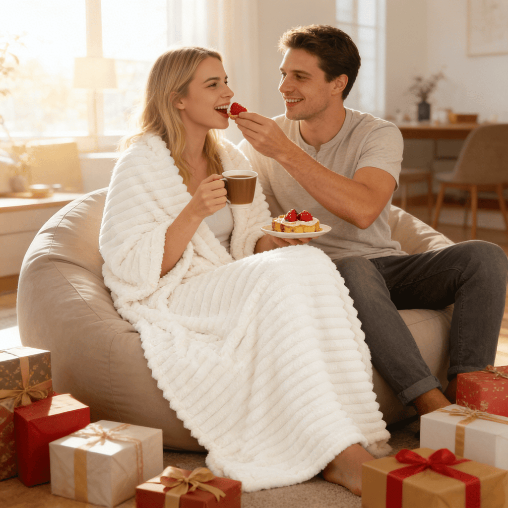 Reversible Sherpa White Fleece Throw Blanket for Couch, Super Soft Cozy Blankets and Throws, Decorative Fleece Blankets for Women Men G... - Cozy Fleece Throw Blanket for Couch & Bed Detail