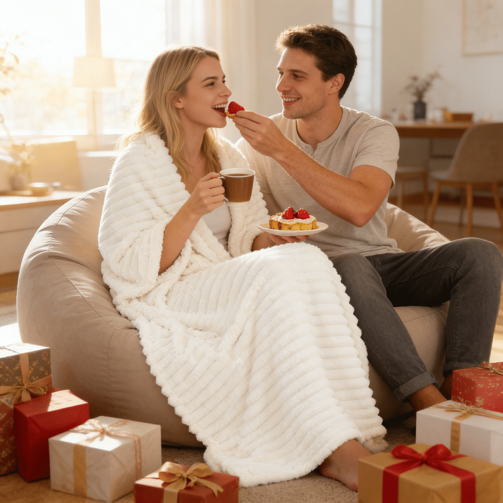Reversible Sherpa White Fleece Throw Blanket for Couch, Super Soft Cozy Blankets and Throws, Decorative Fleece Blankets for Women Men G... - Cozy Fleece Throw Blanket for Couch & Bed Detail