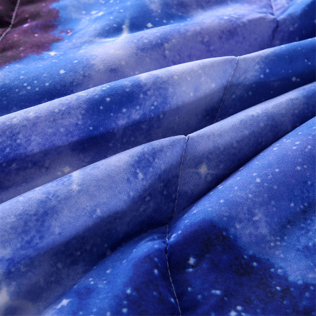 Fluffy Down Alternative Galaxy Bedding Sets Outer Space Comforter 3D Printed Space Quilt Set Full Size for Kids Blue - Cloud-Like Soft Lightweight Bed Comforter Detail