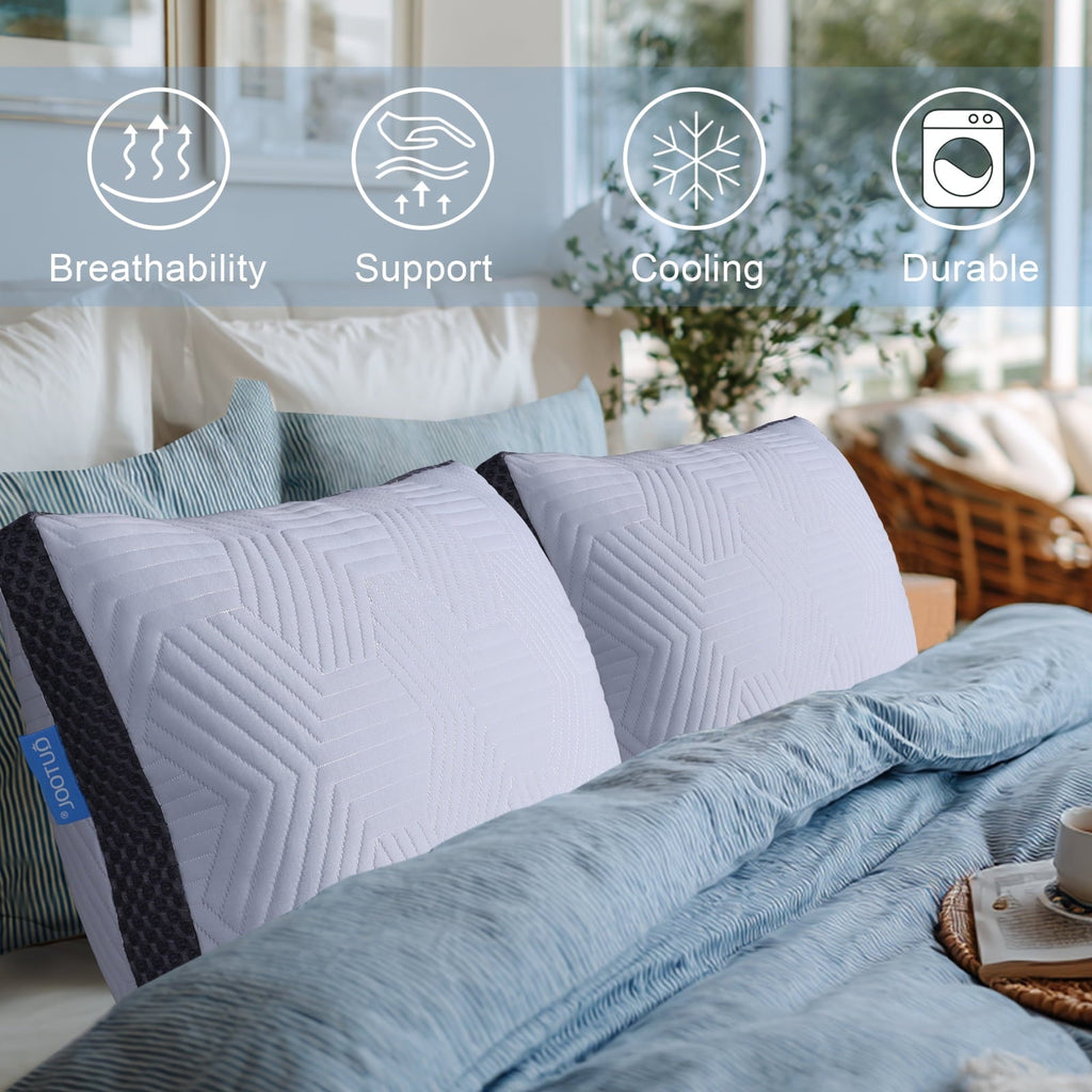 Hotel Collection Soft Bed Pillow, Shredded Memory Foam Pillow, Comfortable Sleeping Pillow, Standard Size, Affordable Everyday Use - Decorative Throw Pillow Cushion for Sofa & Bed Detail