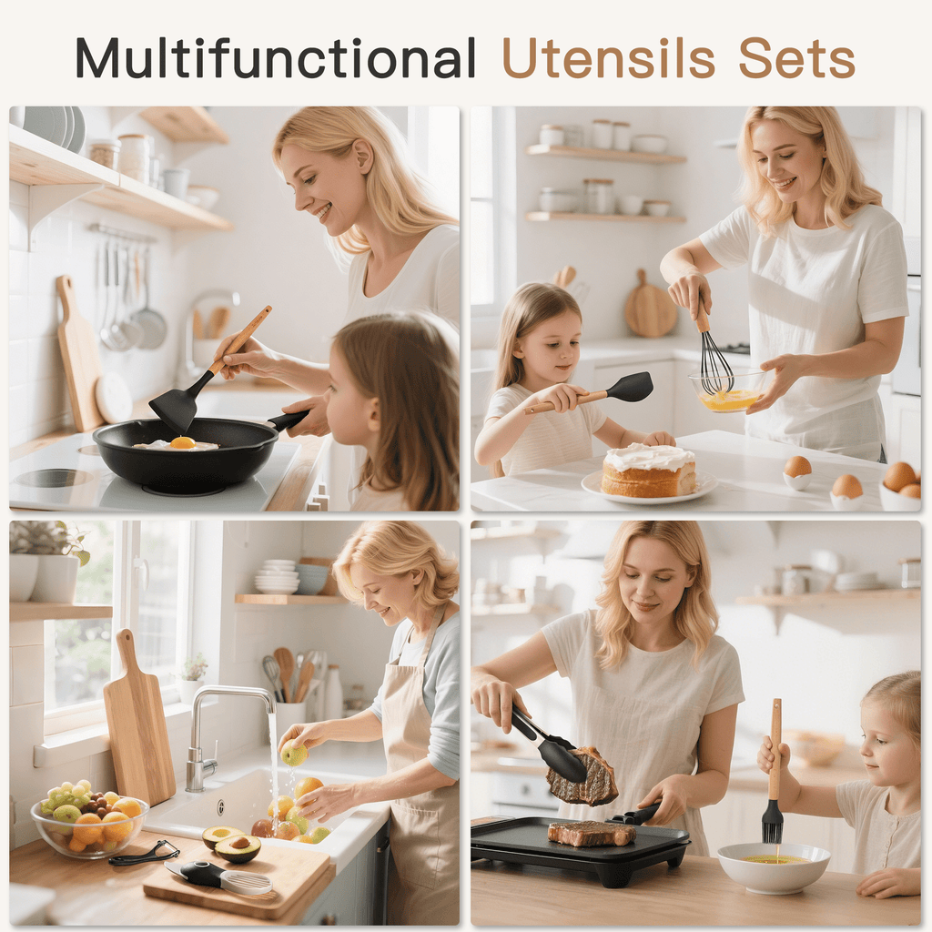 Ergonomic Cooking Silicone Cooking Utensils Set, 38 PCS Kitchen Utensils Set for 446°F Heat Resistant, Food Grade Utensil Sets with Woo... - Heat-Resistant Silicone Cooking Spatula Turner Detail