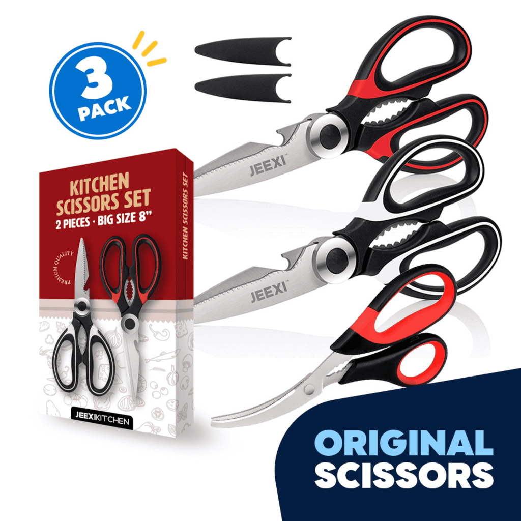 Multi-Functional 3 Pack Kitchen Scissors, Ultra-Sharp Premium Stainless Steel Heavy Duty Kitchen Shears & Multi Purpose Poultry Shears... - Innovative Kitchen Helper for Modern Cooking - Default Title