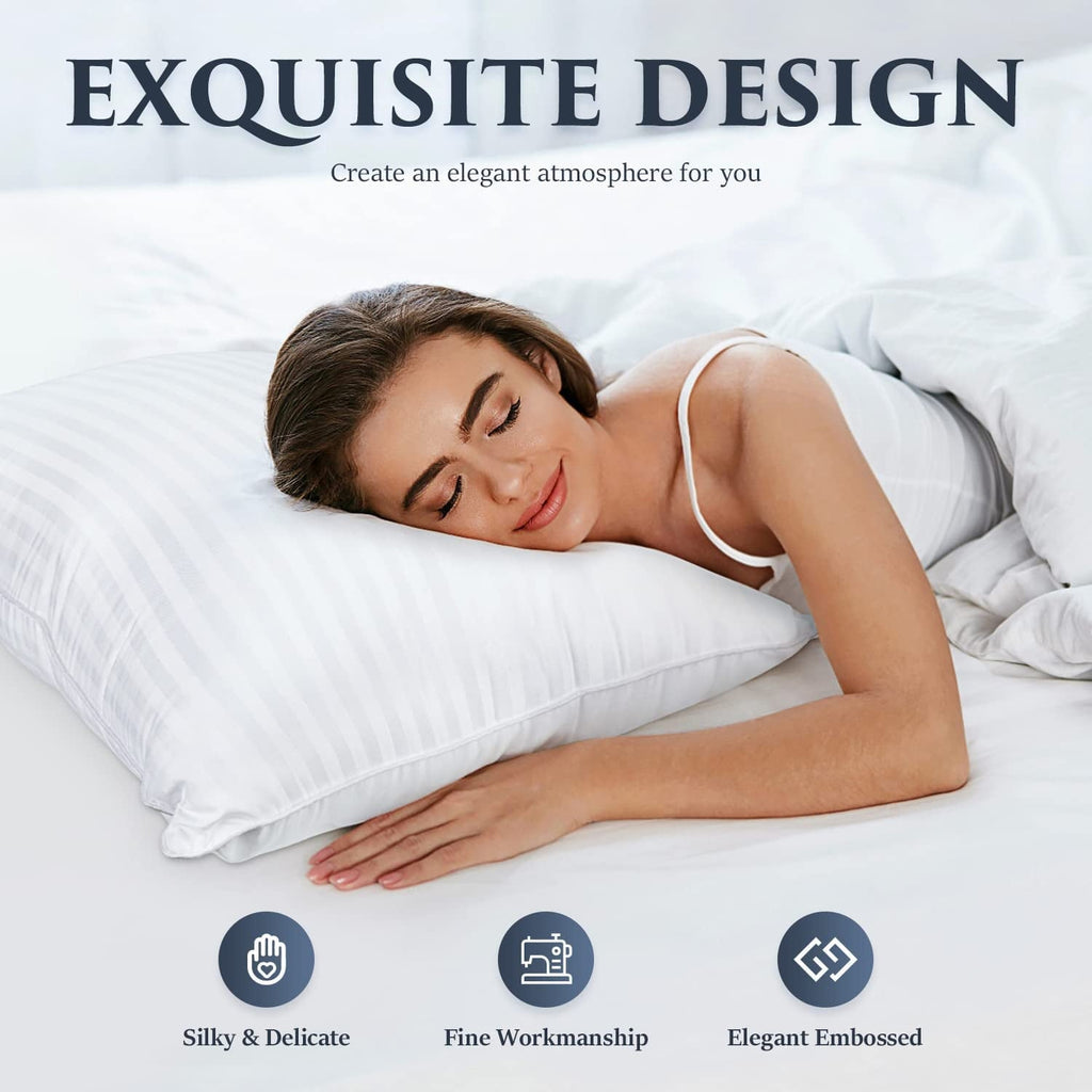 Fluffy Shredded Bed Pillows 2-Pack Queen Size Luxury Hotel Pillow for Side and Back Sleeper Pillows for Bed with Cooling Cover - Decorative Throw Pillow Cushion for Sofa & Bed Detail