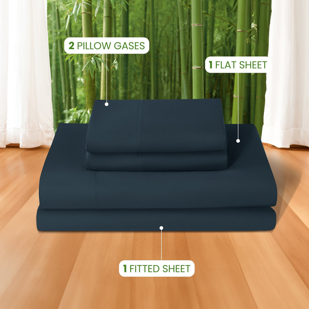 Breathable Luxury 100% Organic Luxurious Bamboo Sheets, Queen Sheet Set 4-Piece with 16" Deep Pocket, Silky Smooth Luxury Bed Sheets, N... - Premium Ultra-Soft Pillowcase Pair for Sleeping Detail