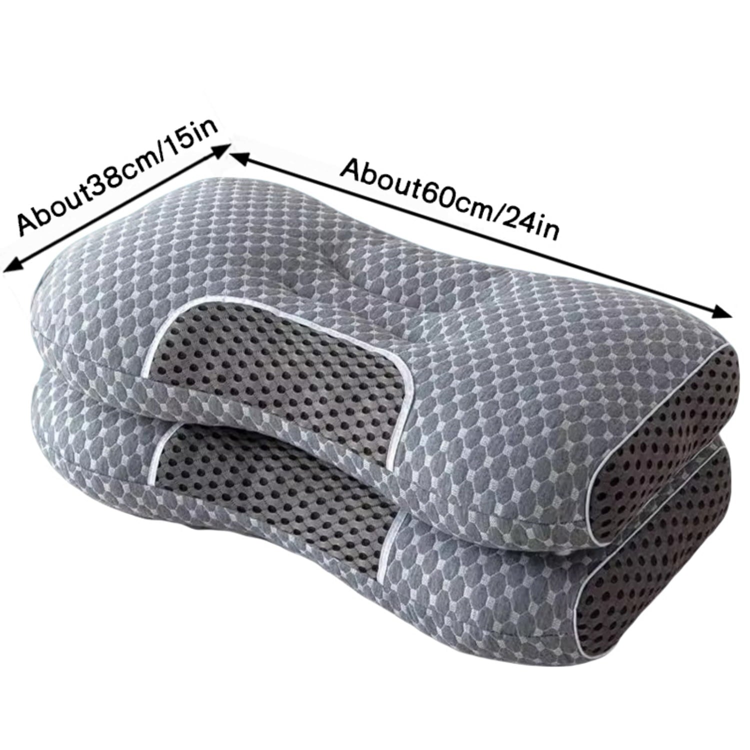 Fluffy Shredded 2-Piece Set - 24"x15" Gray Bed for Back, Side, Stomach Sleepers - Hotel Quality Plush Sleeping Pillows Detail