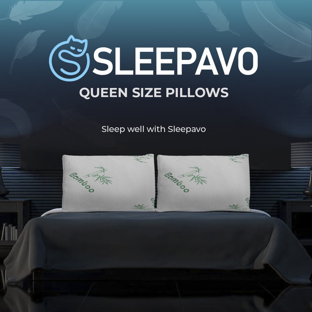 Hotel Collection Memory Foam Pillows Queen Size Set of 2 - Cooling Bed Pillows for Sleeping - Back, Stomach, Side Sleeper Soft, Comfy ... - Hotel Quality Plush Sleeping Pillows Detail