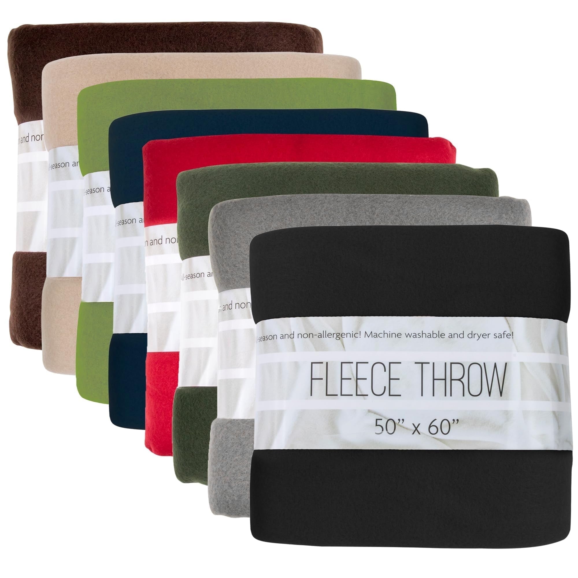 Super Soft Flannel 24 pack Trail maker 60”L x 50”W Solid Color Hypoallergenic Fleece Throw Blankets in Assorted Colors - Cozy Fleece Throw Blanket for Couch & Bed - Default Title