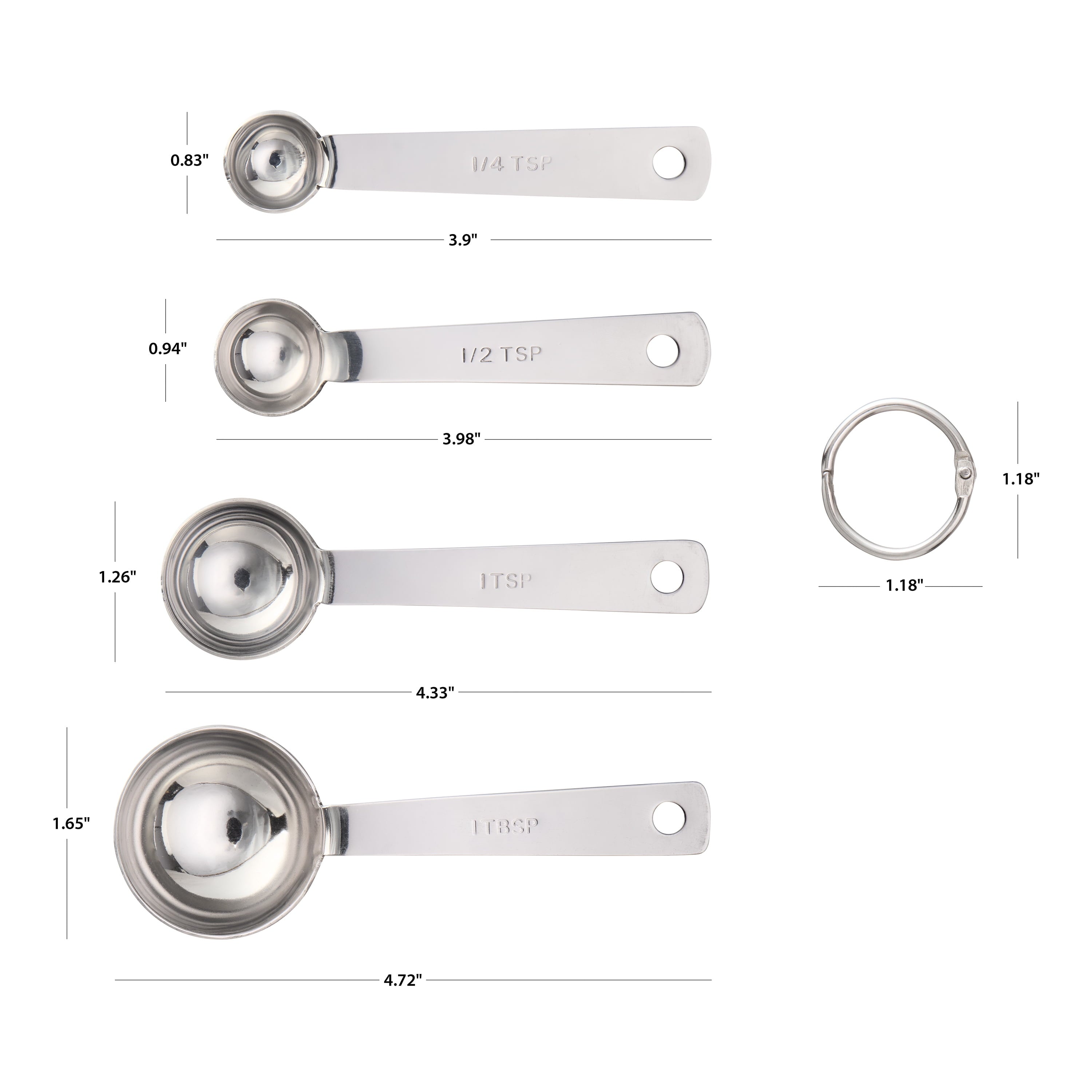 Multi-Functional Kitchen Stainless Steel 4-Piece Nesting Measuring Spoons Set, Stainless Steel Finish - Kitchen Gadget Tool for Quick Food Prep Detail