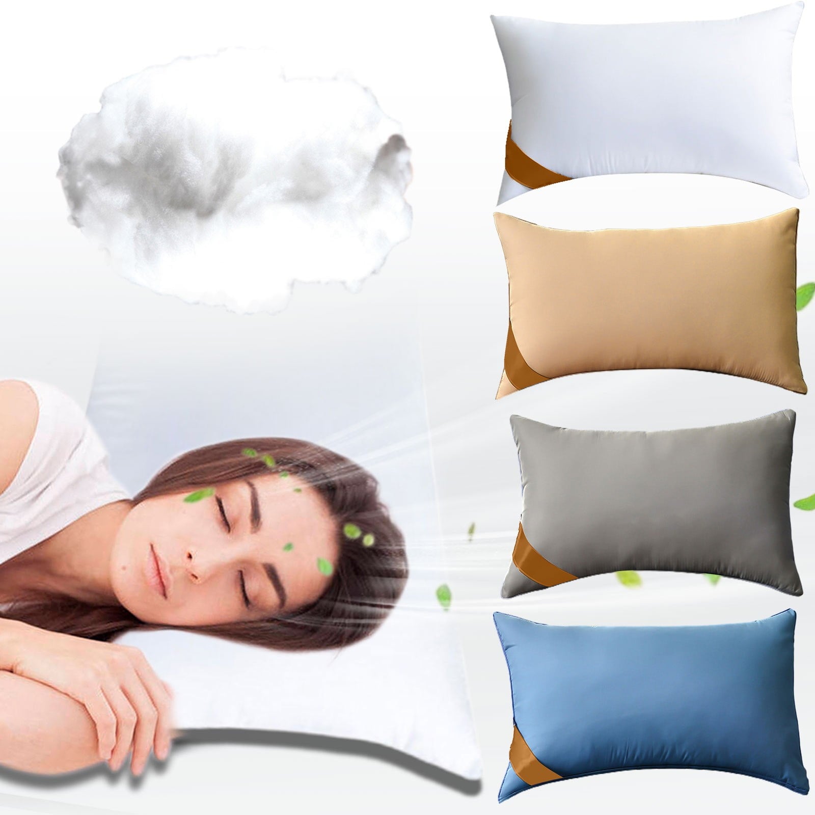 Ergonomic Memory Foam Pillows Set of 2 - White Pillows 2 Pack Hotel Quality Bed Pillows for Sleeping Soft and Supportive Pillows for Side, ... - Decorative Throw Pillow Cushion for Sofa & Bed Detail