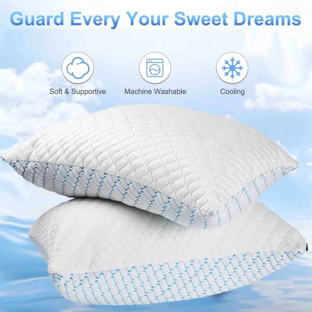 Fluffy Shredded Pillows for Sleeping (2-Pack), Luxury Hotel Pillows Queen Size Set of 2,Bed Pillows for Side and Back Sleeper (Queen) - Decorative Throw Pillow Cushion for Sofa & Bed Detail