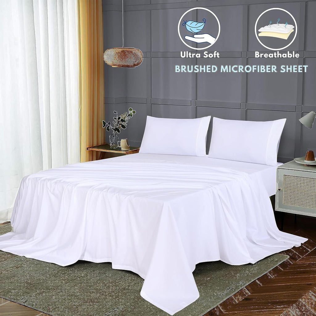 Cooling Sateen Set - Luxurious Silky Soft Microfiber Bedding - Cozy & Comfy - 15 inch Deep Pocket (Fits up to 17") Hotel Bed - 4 Pcs... - Premium Ultra-Soft Pillowcase Pair for Sleeping Detail