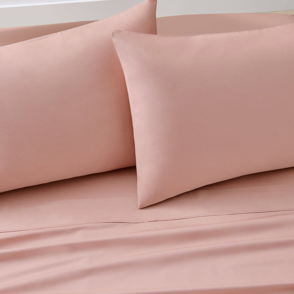 Premium Egyptian Cotton 300 Thread Count Cotton Percale 3-Piece Antique Blush Bed Sheet Set, Twin - Luxury Bed Sheet Set with Deep Pockets Detail
