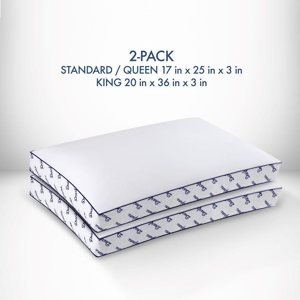 Hotel Collection Cozy Gusseted Bed Pillow Standard, White - Hotel Quality Plush Sleeping Pillows Detail