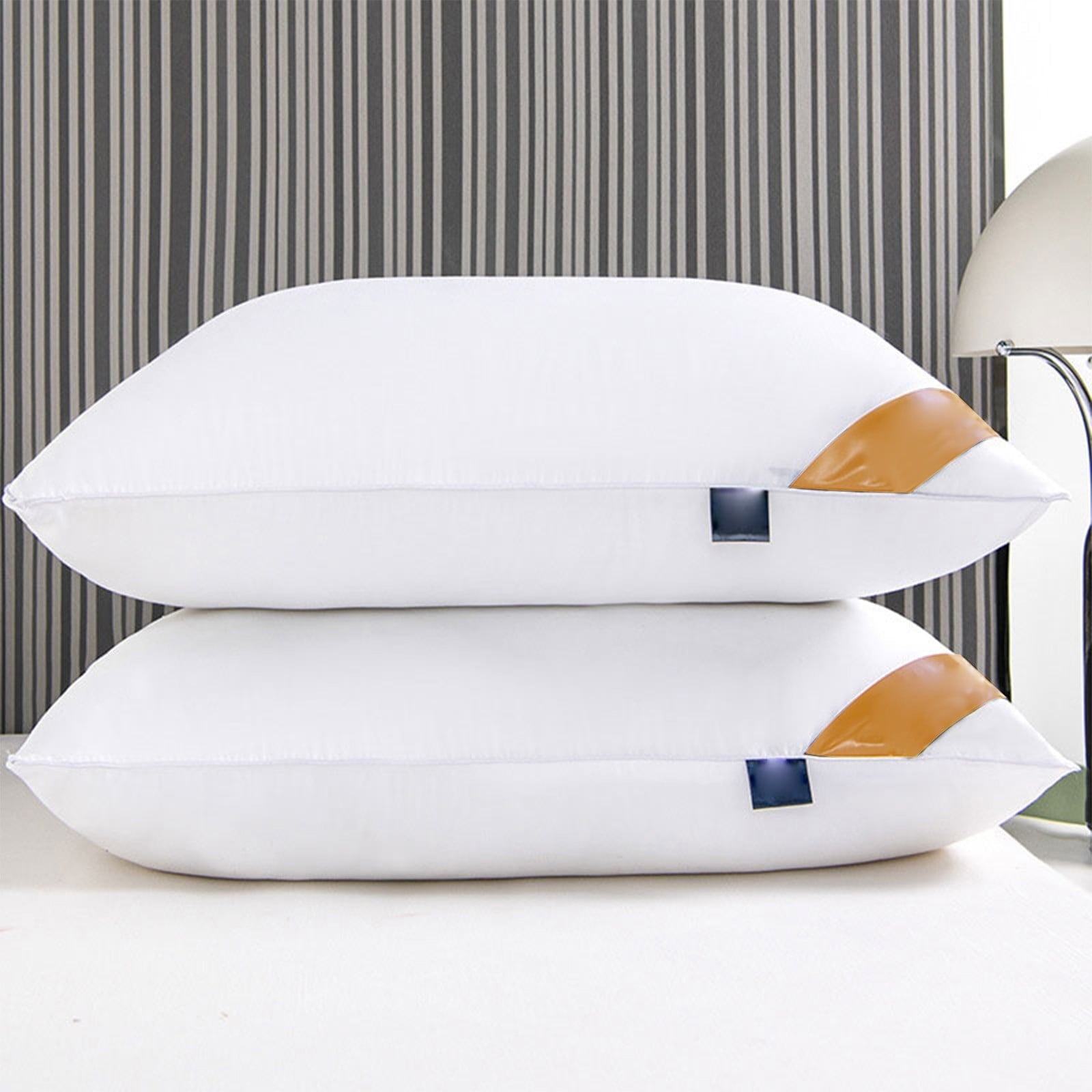 Ergonomic Memory Foam Pillows Set of 2 - White Pillows 2 Pack Hotel Quality Bed Pillows for Sleeping Soft and Supportive Pillows for Side, ... - Decorative Throw Pillow Cushion for Sofa & Bed Detail